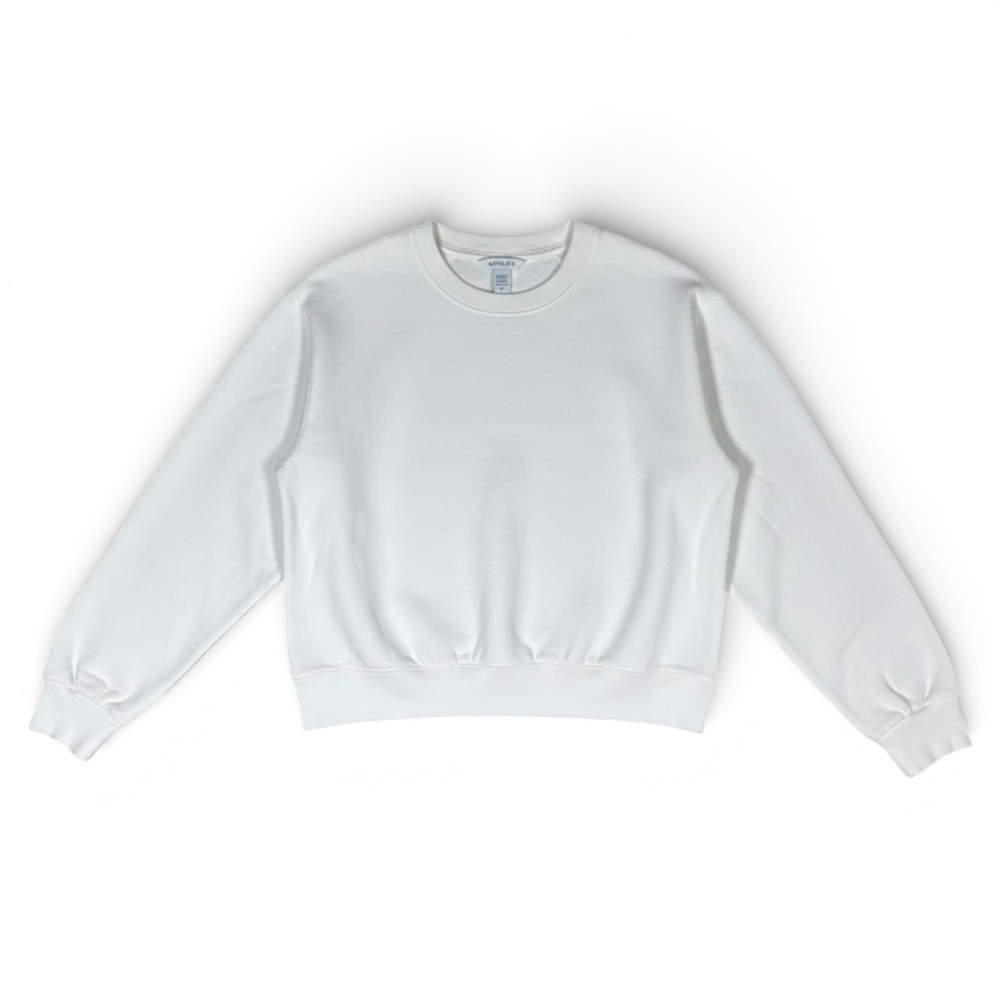 Athleta Fleece Relaxed Cropped Crew Neck Sweatshirt Size Medium Bone Color